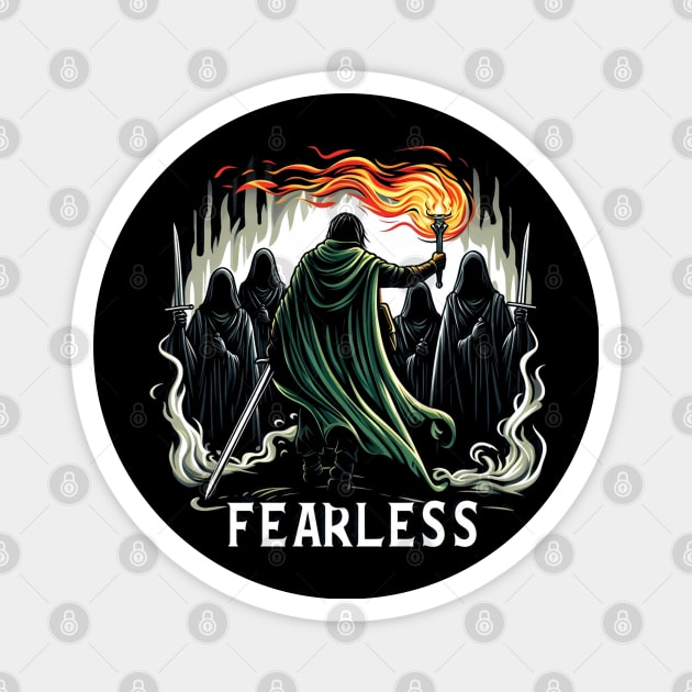 Fearless - A Lone Warrior Fights Shadowy Wraiths - Fantasy Magnet by Fenay-Designs